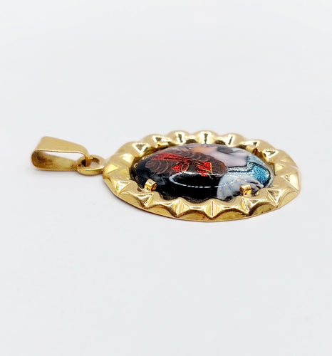 Pendentif Pendentif or rose plaque émaillée) 58 Facettes A05510