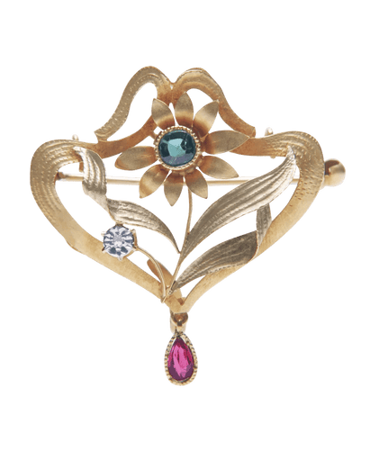 Brooch Brooch Rafinity 18K Yellow Gold Peridot Ruby Diamond 58 Facettes BO210741/RAFINITY