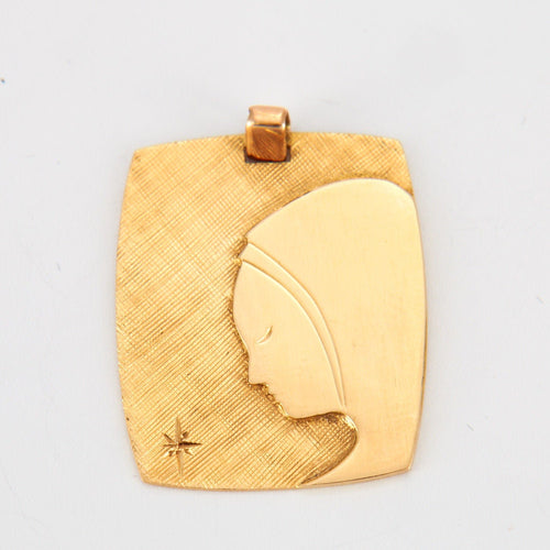 Pendentif Médaille Or Jaune Vintage Vierge Marie 58 Facettes