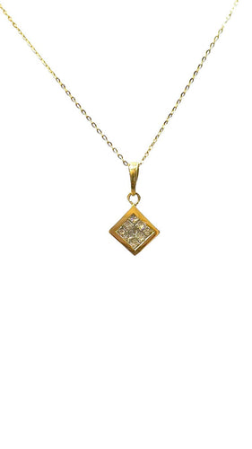 Collier Chaîne et pendentif en or jaune et diamants princesses 58 Facettes