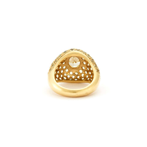 bague 50 Bague boule en or jaune avec diamant et péridots 58 Facettes B849