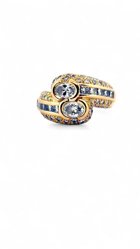 Bague 58 Bague bombée Toi et Moi en or jaune et diamants 58 Facettes