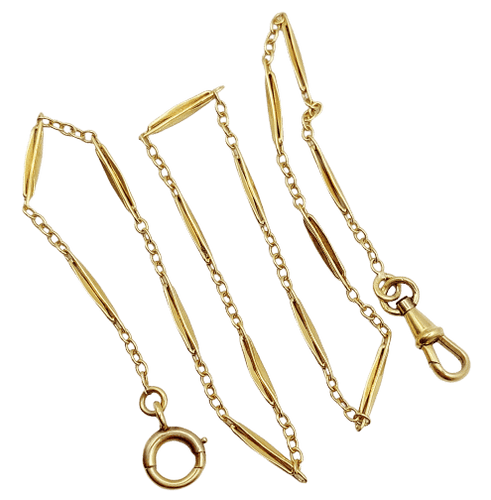 Chaîne giletière de montre antique or jaune 18k maillons finement travaillés (circa 1900) 58 Facettes A05186