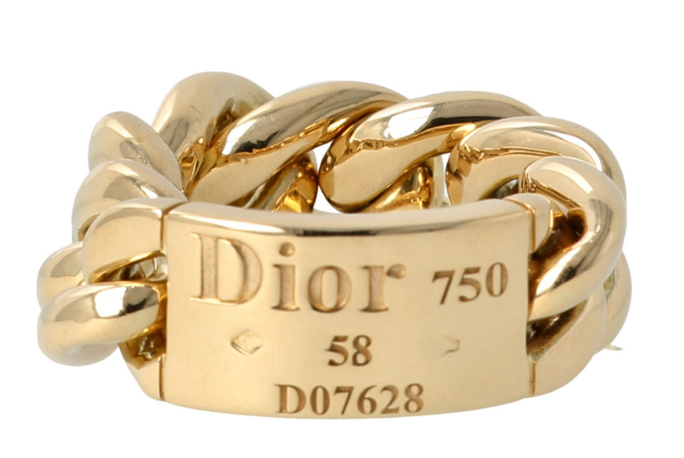 DIOR - anillo de eslabones de cadena de oro amarillo