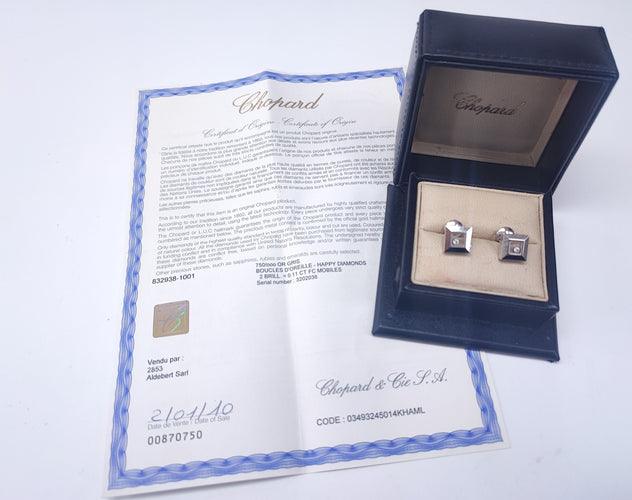 Boucles d'oreilles CHOPARD-Boucles d'oreilles Happy Diamond or blanc 58 Facettes CHOP-DV.51