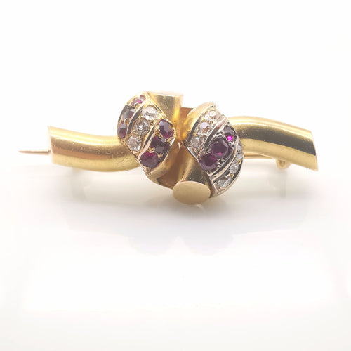 Broche Broche or diamants et rubis 58 Facettes