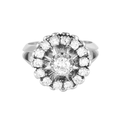 Bague 53 Bague en or blanc et diamants 58 Facettes B250436