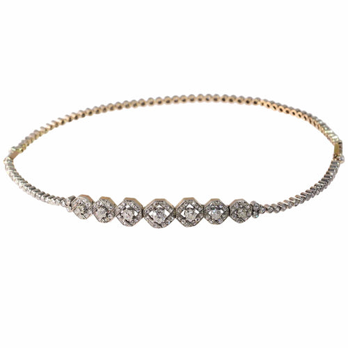 Collier Ensemble de diamants victorien antique : une transformation étonnante de deux bracelets en un collier pour chien 58 Facettes 24351-0130