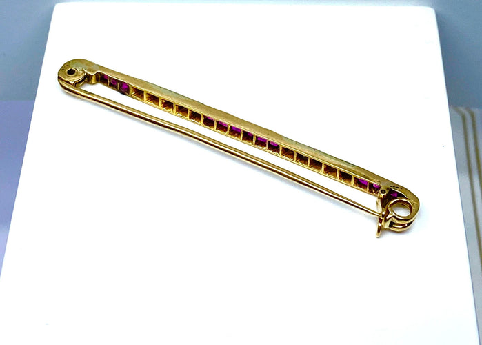 Broche Broche barette en or 18 carats, 15 rubis , 10 diamants 58 Facettes AB558