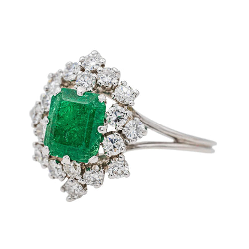 Bague 60 Bague Pompadour Or blanc Emeraude, Diamant 58 Facettes 3841380RV