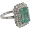 Bague 51 Bague cluster avec émeraude colombienne naturelle certifiée HRD de 3,45 cts en or blanc 58 Facettes E24