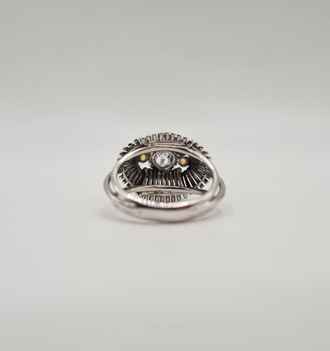 Bague 51 Bague or blanc, citrines et diamant taille ancienne 58 Facettes