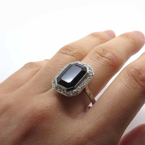 Bague Bague Octogonale Art Déco en Saphir et Diamants 58 Facettes