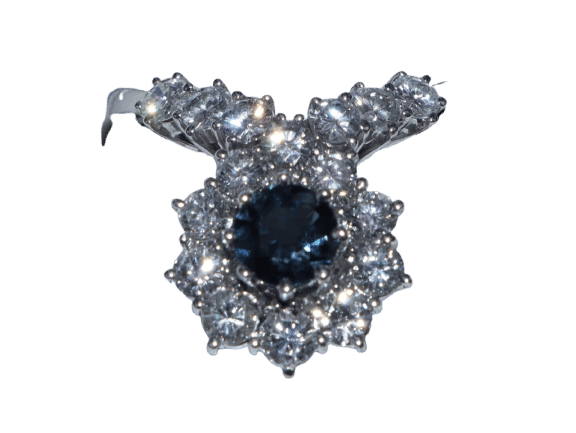 Bague 53.5 Bague en or blanc avec saphir et diamant 58 Facettes BA-31