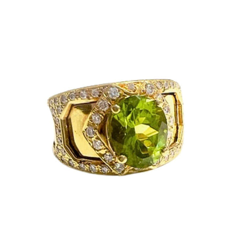 Bague 57 bague en or avec diamants et péridot 58 Facettes Q116B(948)