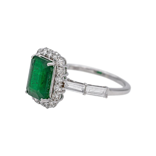 Anello Oro bianco Smeraldo, Diamante 