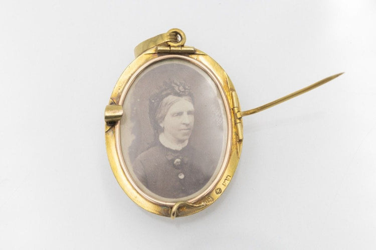 Pendentif Broche-pendentif en or jaune, améthyste, perles fines, fin XIXe siècle 58 Facettes 11245