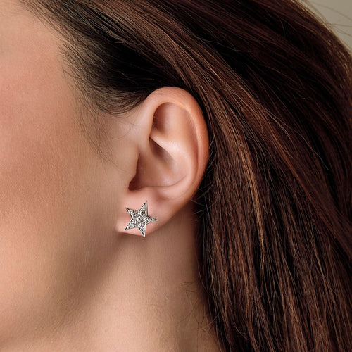 Boucles d'oreilles Boucles d'oreilles à motif d'étoiles en or blanc et diamants 58 Facettes ANG0783