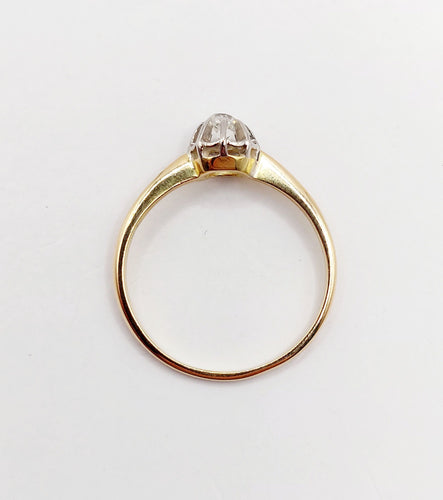 Bague 52 Bague solitaire antique or jaune, diamant taille ancienne 0.14 carat (circa 1900) 58 Facettes A05954