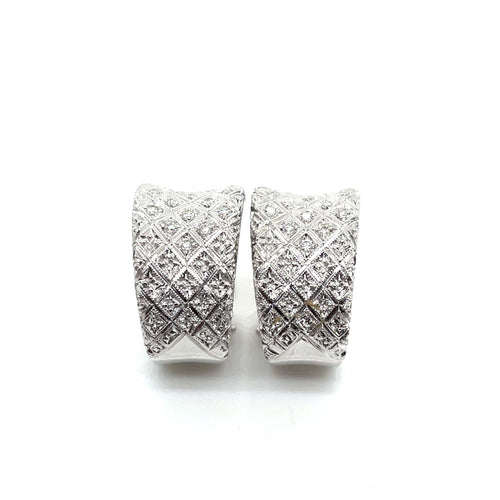 Boucles d'oreilles Paire de Demi-Créoles Diamants Or Blanc 58 Facettes