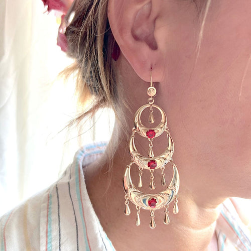 Boucles d'oreilles Boucles d'oreilles orientales pendantes Or jaune 18 K 58 Facettes AA 1742