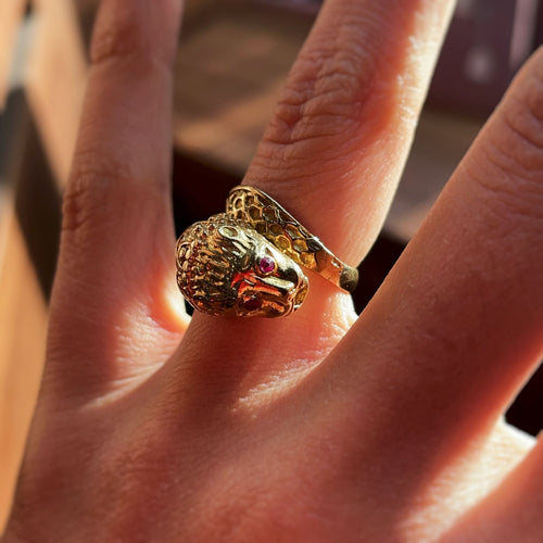 Bague 51 Bague Lion - Or & Rubis 58 Facettes 230325R