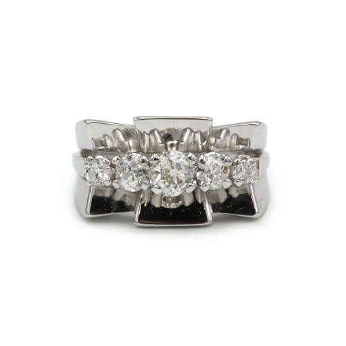 Bague 53 Bague TANK - Or blanc & Diamants 58 Facettes 250223R