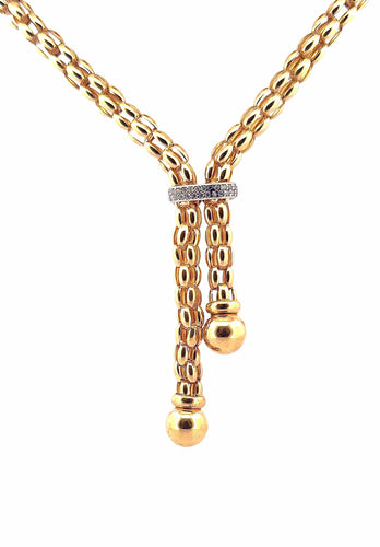 Collier Collier maille Popcorn à pompons en or 18 carats 58 Facettes