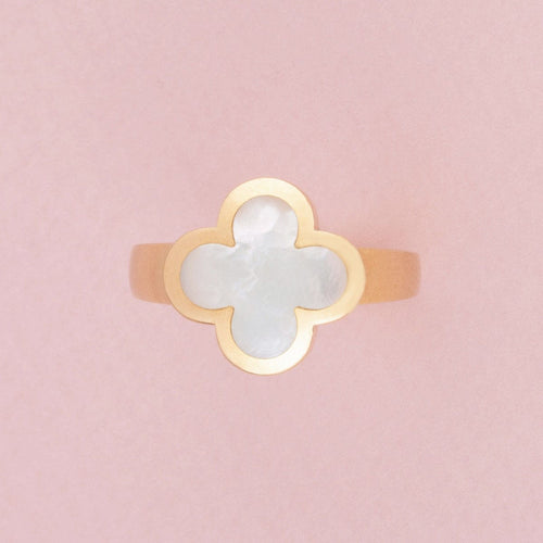 Bague 59 Van Cleef & Arpels - Bague Pure Alhambra en or jaune 18k et nacre blanche 58 Facettes