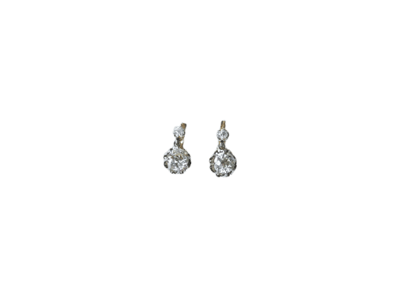 Boucles d'oreilles Boucles d'Oreilles Dormeuses Anciennes Diamants 2,15 Cts 58 Facettes