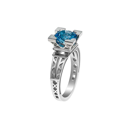 Bague 53.5 TOURNAIRE Paris - Bague French Kiss or blanc, topaze bleue. 58 Facettes 123577.8