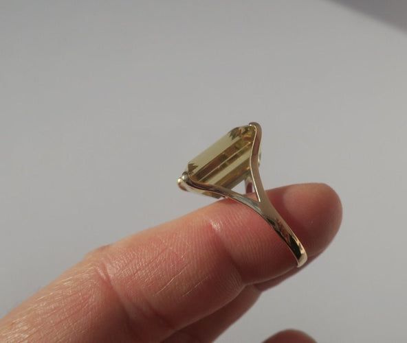 Bague 55 Bague cocktail citrine 13 carats en or rose 14 carats 58 Facettes