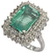 Bague 51 Bague cluster avec émeraude colombienne naturelle certifiée HRD de 3,45 cts en or blanc 58 Facettes E24