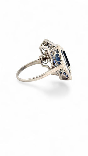 Bague 51 Bague ancienne en platine diamants et saphirs 58 Facettes