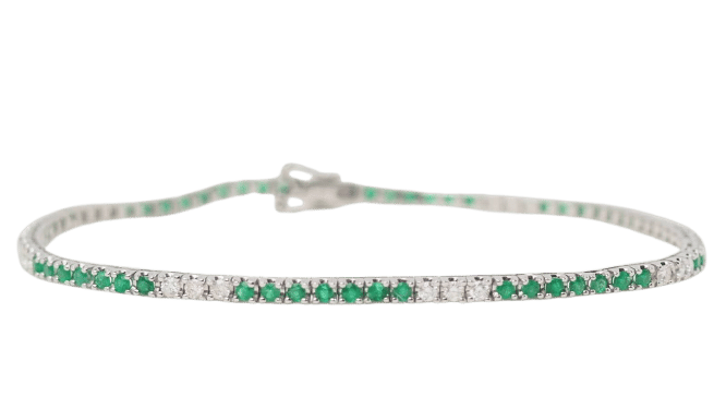 Bracelet Bracelet rivière en or blanc, émeraudes et diamants 58 Facettes 32238
