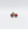 Boucles d'oreilles Dormeuses marguerite antique or rose pierre rouge et diamants 58 Facettes A00730