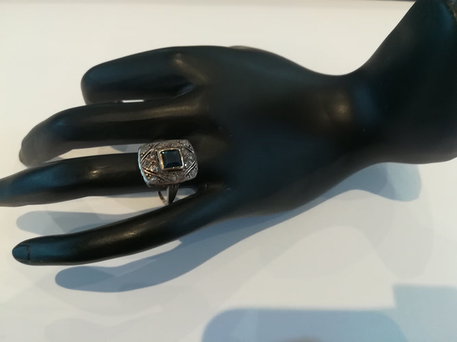 Bague 55 Bague Ancienne Saphir Diamants 58 Facettes