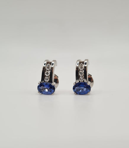 Boucles d'oreilles Boucles d’oreilles or blanc serties de saphirs et diamants 58 Facettes