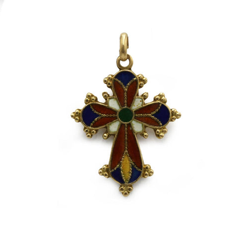 Pendentif Pendentif Croix - Or jaune & Emaux Colorés 58 Facettes 250068SP