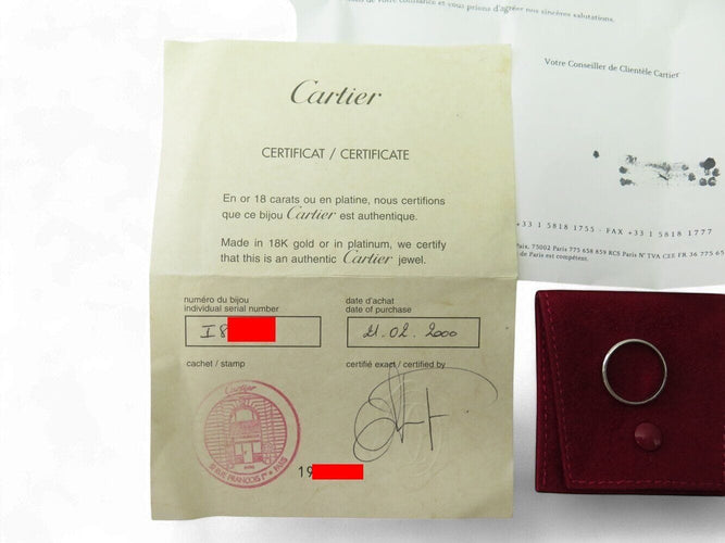 Bague 60 bague CARTIER alliance 1895 2mm crb4078000 t60 en platine 950 3.1gr 58 Facettes 270122