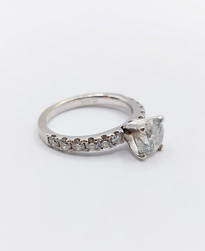 Bague 49 Bague solitaire or blanc diamant de 1,15 carat - certificat 58 Facettes A04032