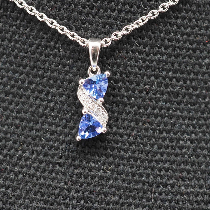 Pendentif Pendentif or blanc tanzanite diamants 58 Facettes