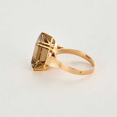 Bague 59 Bague or jaune et quartz fumé 58 Facettes VIL0552