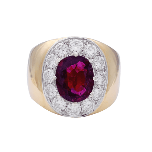 Bague 57 Bague jonc, or jaune, or blanc, rubis et diamants. 58 Facettes 33176