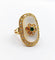 Bague 50.5 Bague marquise vintage or plaque de nacre, marguerite, émeraude et diamants 58 Facettes A03995