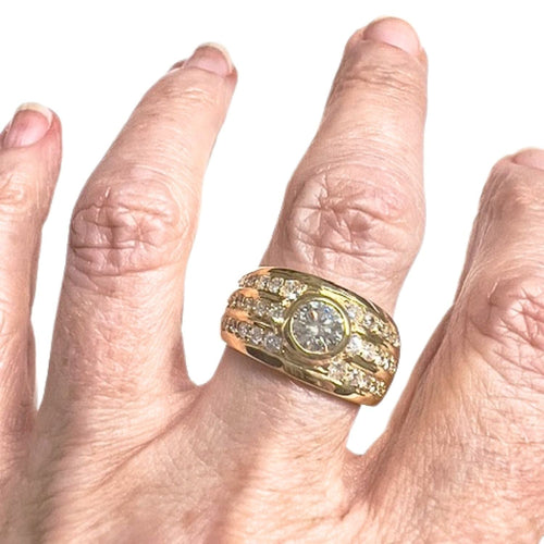 Bague 55 Bague bandeau or jaune diamants 58 Facettes Q148B