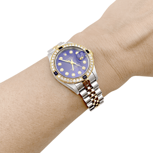 Montre Montre Rolex, "Oyster Perpetual Datejust", or jaune, acier, diamants. 58 Facettes 34641