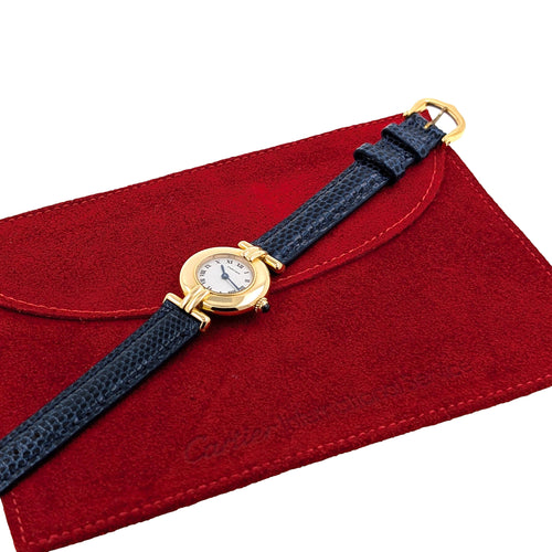 Montre Cartier Colisée 18k Gold also called Rivoli 8109 Circa 1985 Round 58 Facettes