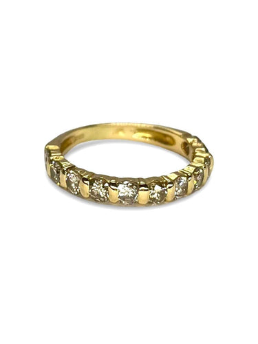 Bague 47 Demi-alliance or jaune et diamants 1 ct 58 Facettes 0006201