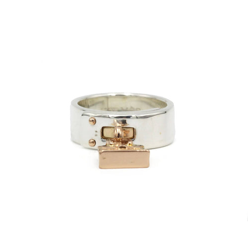 Bague 53 Bague Argent & Or rose Amulettes - HERMES 58 Facettes 260046R